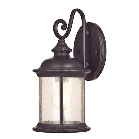 Fixture Wall Outdoor 100W New Haven Lantern ORB Steel Clear Seeded Glass